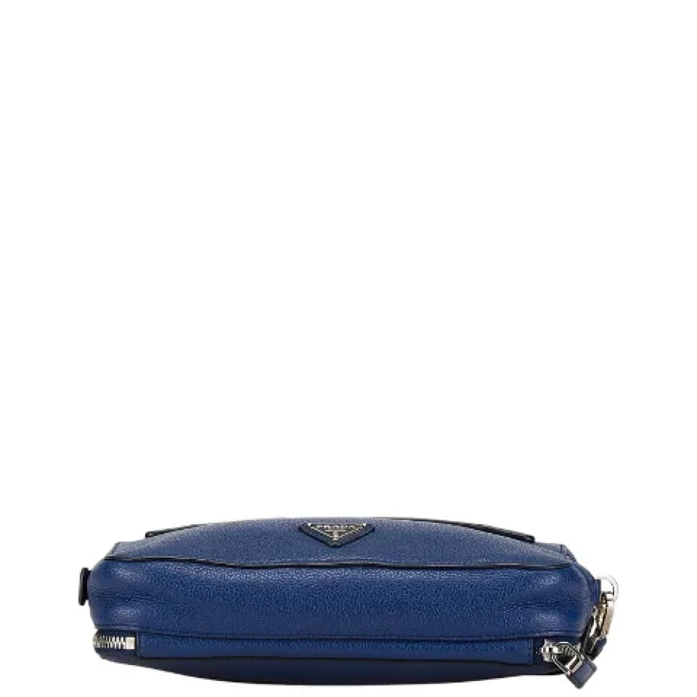Prada Vintage Pre-owned Leather clutches Blue Dames