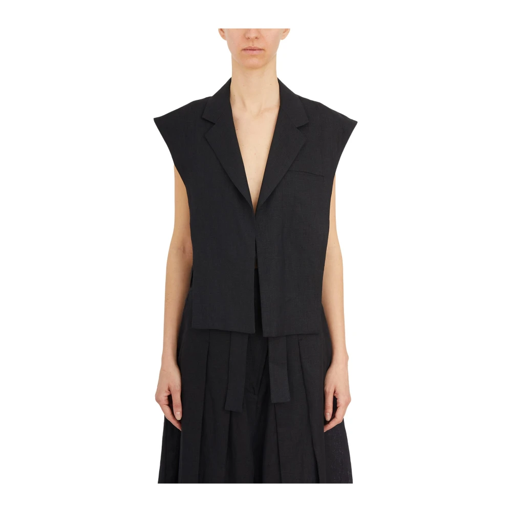NÜ Denmark Linnen Jas Gesneden Vest Black Dames