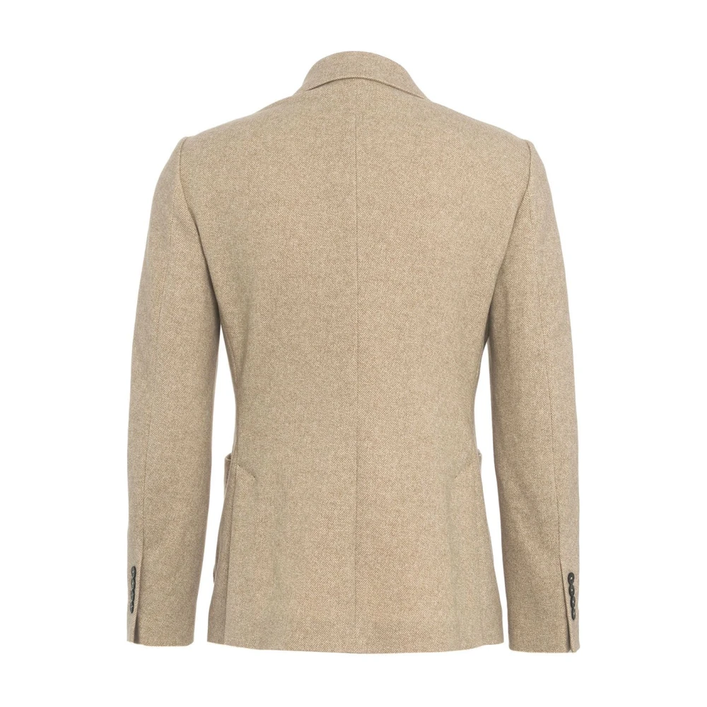 Circolo 1901 Beige Dubbelrijige Herringbone Blazer Beige Heren