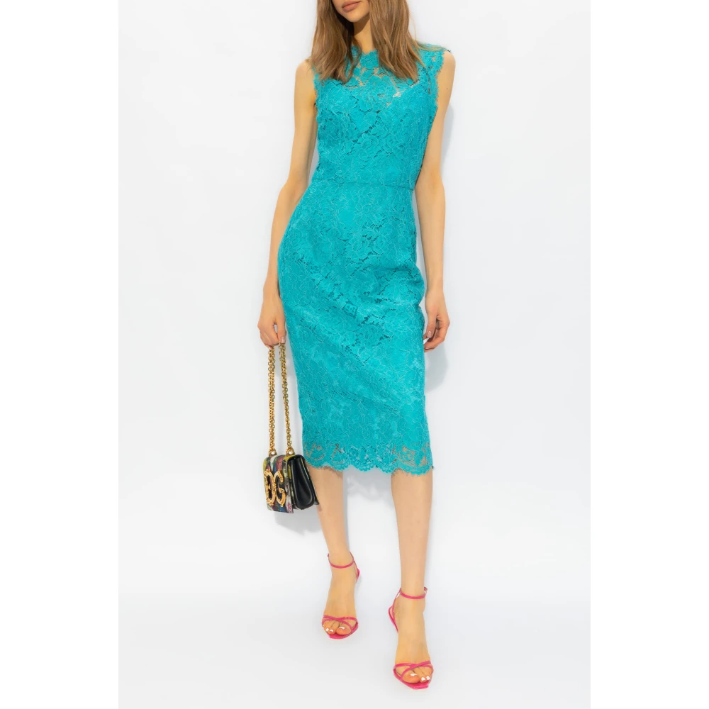 Dolce & Gabbana Kant mouwloze jurk Blue Dames