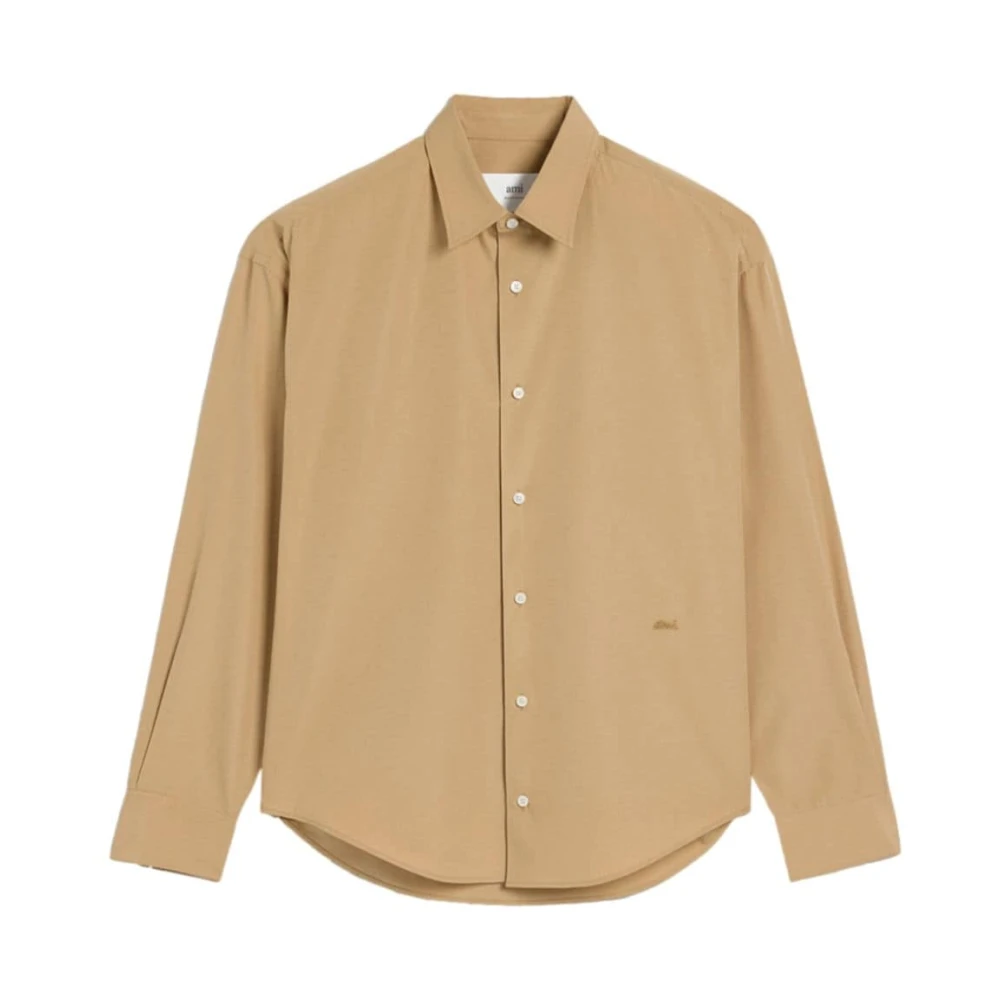 Ami Paris Casual Katoenen Overhemd voor Mannen Beige Heren