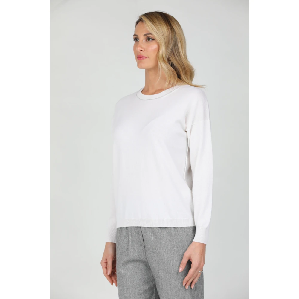 Gran Sasso Trui met Contrasterende Rand Beige Dames