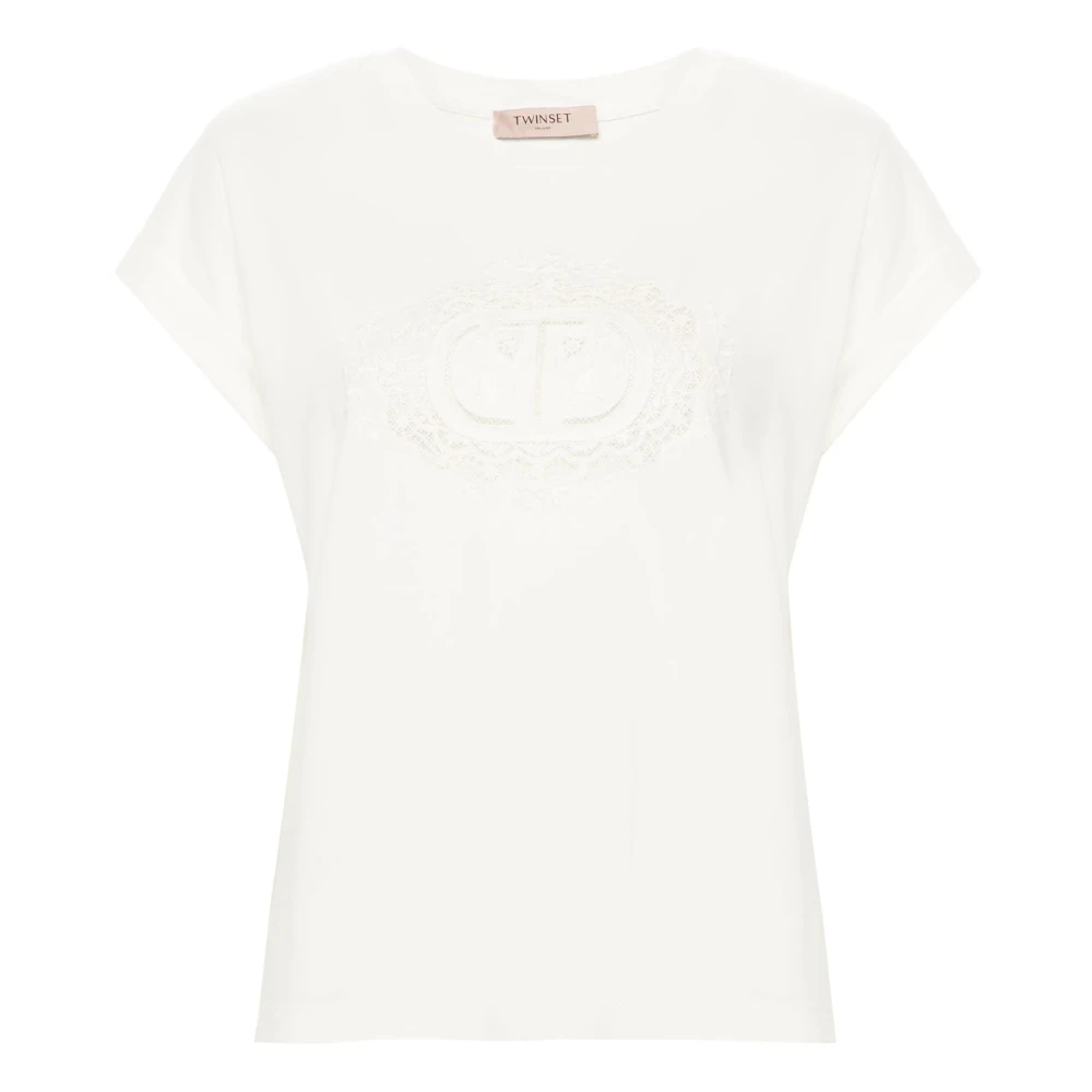 Twinset Ovaal T-shirt in kant White Dames