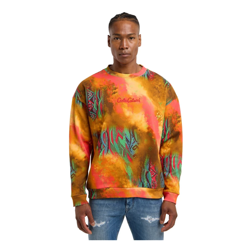 carlo colucci Sprayed Knit Oversize Sweatshirt Multicolor Heren