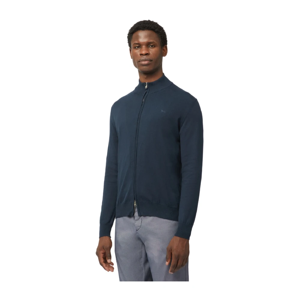 Harmont & Blaine Blauwe Zip Sweater Casual Stijl Blue Heren