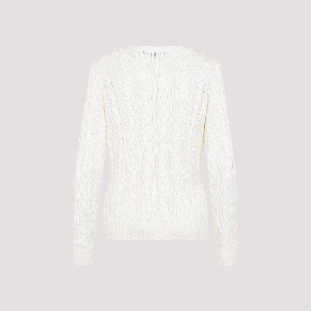 Ralph Lauren Kabelgebreide Zijden Cardigan White Dames