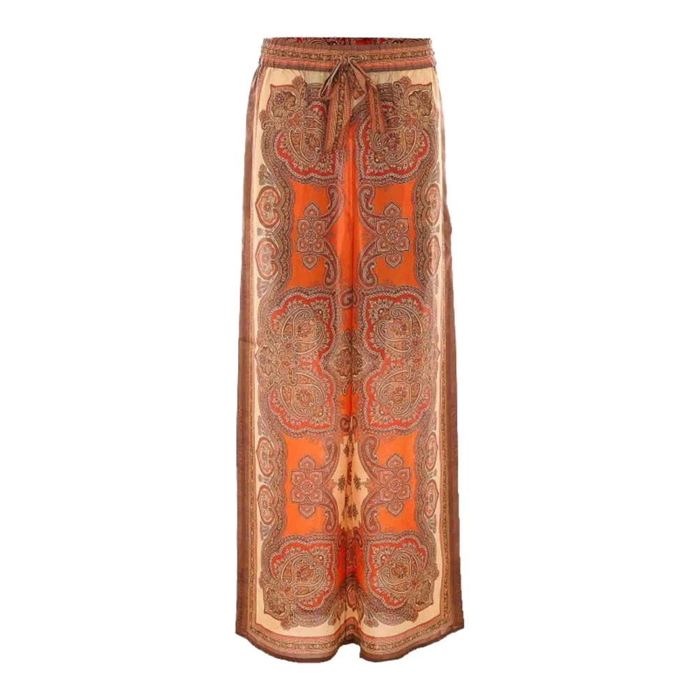 Zimmermann Mahon Relaxed Pant - Female - Wide Trousers - Brown - M - Trousers