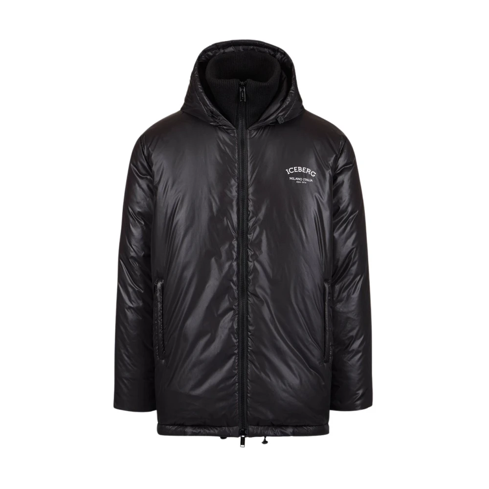 Iceberg Nylon donsjack met logo Black Heren