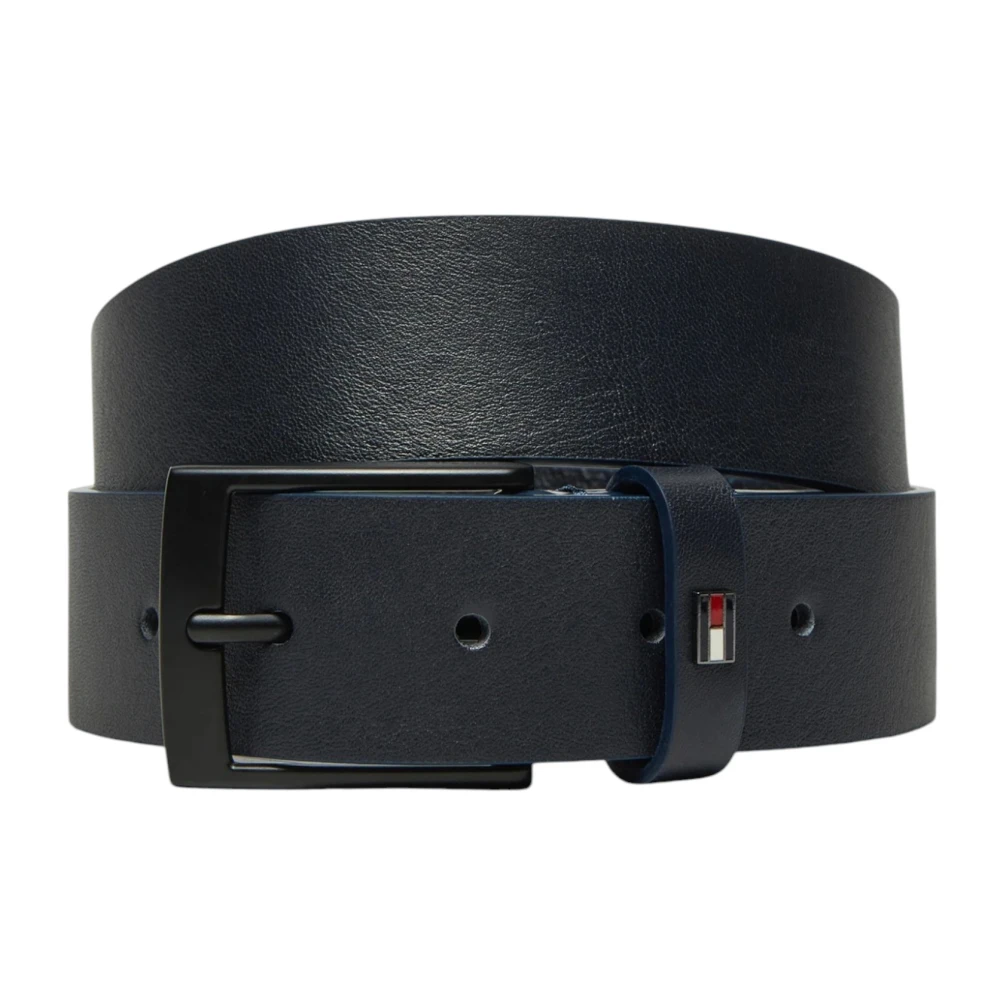 Tommy Hilfiger Navy Leren Riem Lente Zomer Collectie Blue Heren