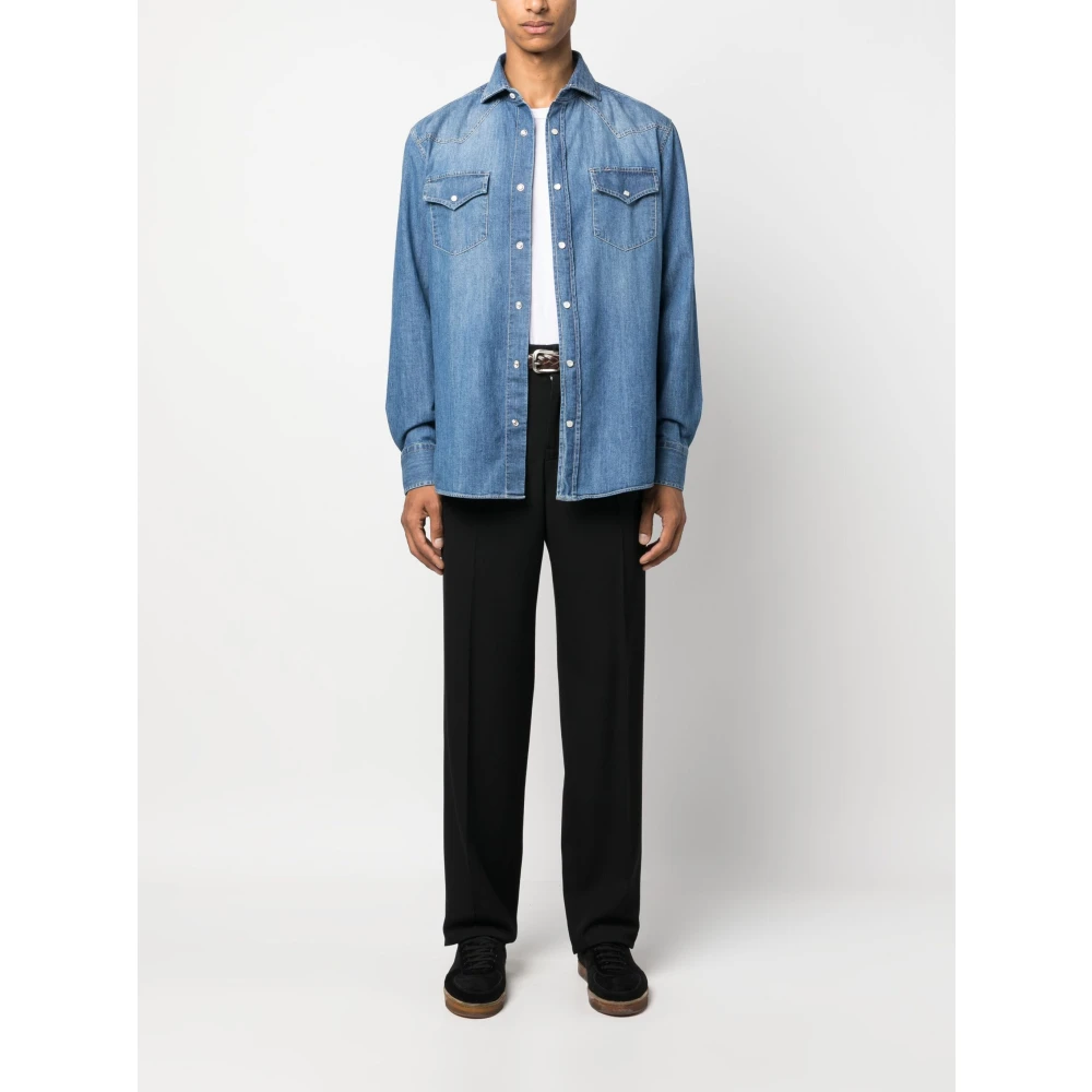BRUNELLO CUCINELLI Stijlvolle Shirt Ccf66 Blue Heren
