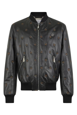 Embroidered Nappa Leather Bomber
