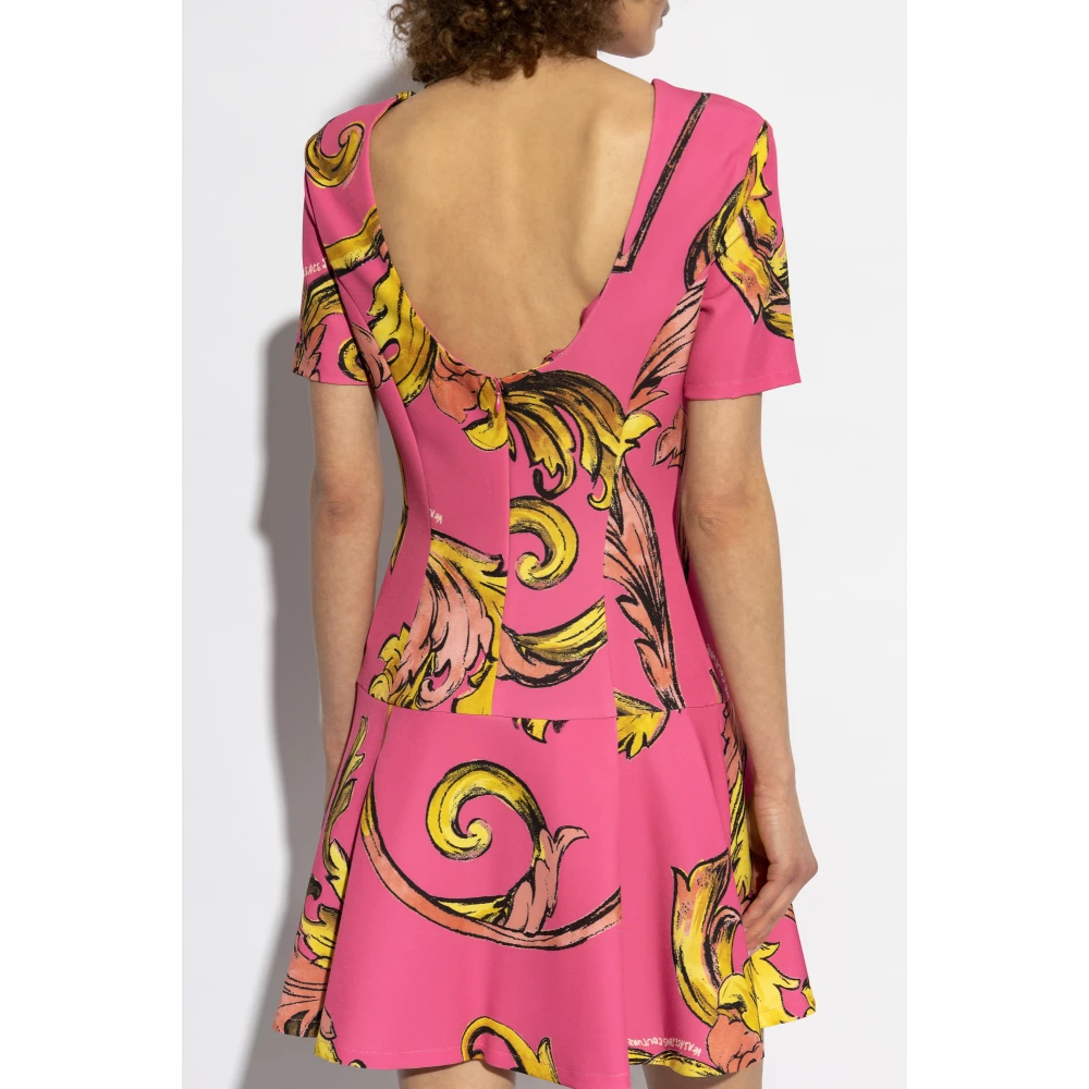 Versace Jeans Couture Jurk met Outline Barocco print Pink Dames