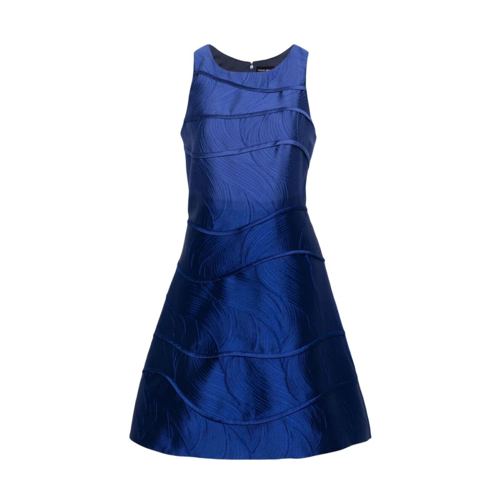 Giorgio Armani Koningsblauwe Textuur Jurk Blue Dames
