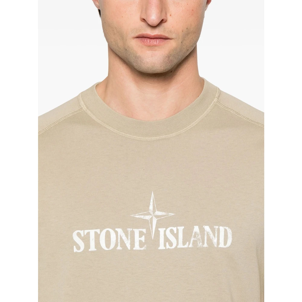 Stone Island Casual Katoenen T-shirt Beige Heren