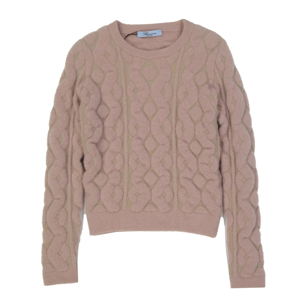 Blumarine Women's Pink Round-Neck Knitwear, Xs, Wool Blend Jumper