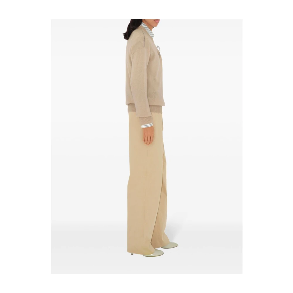 Burberry Beige Cashmere V-Hals Trui Brown Dames