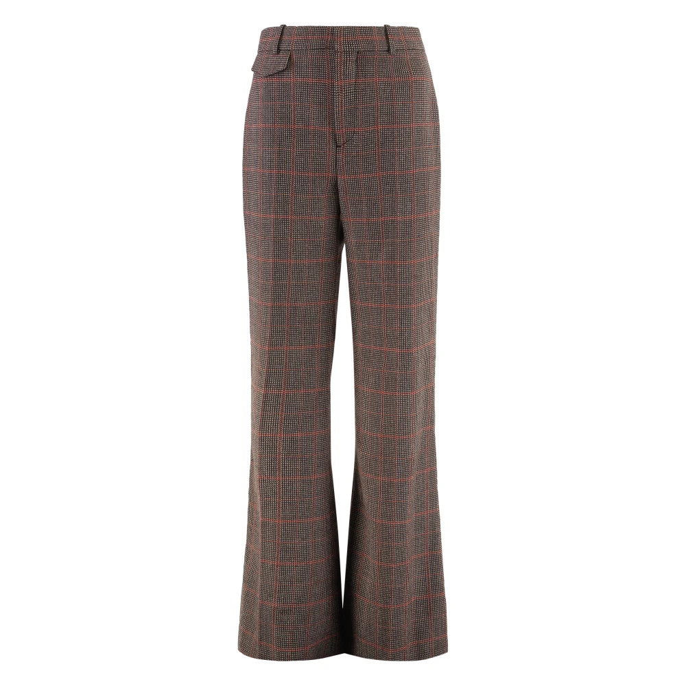 Chloé Women's Brown Wool Flared Trousers With Motif