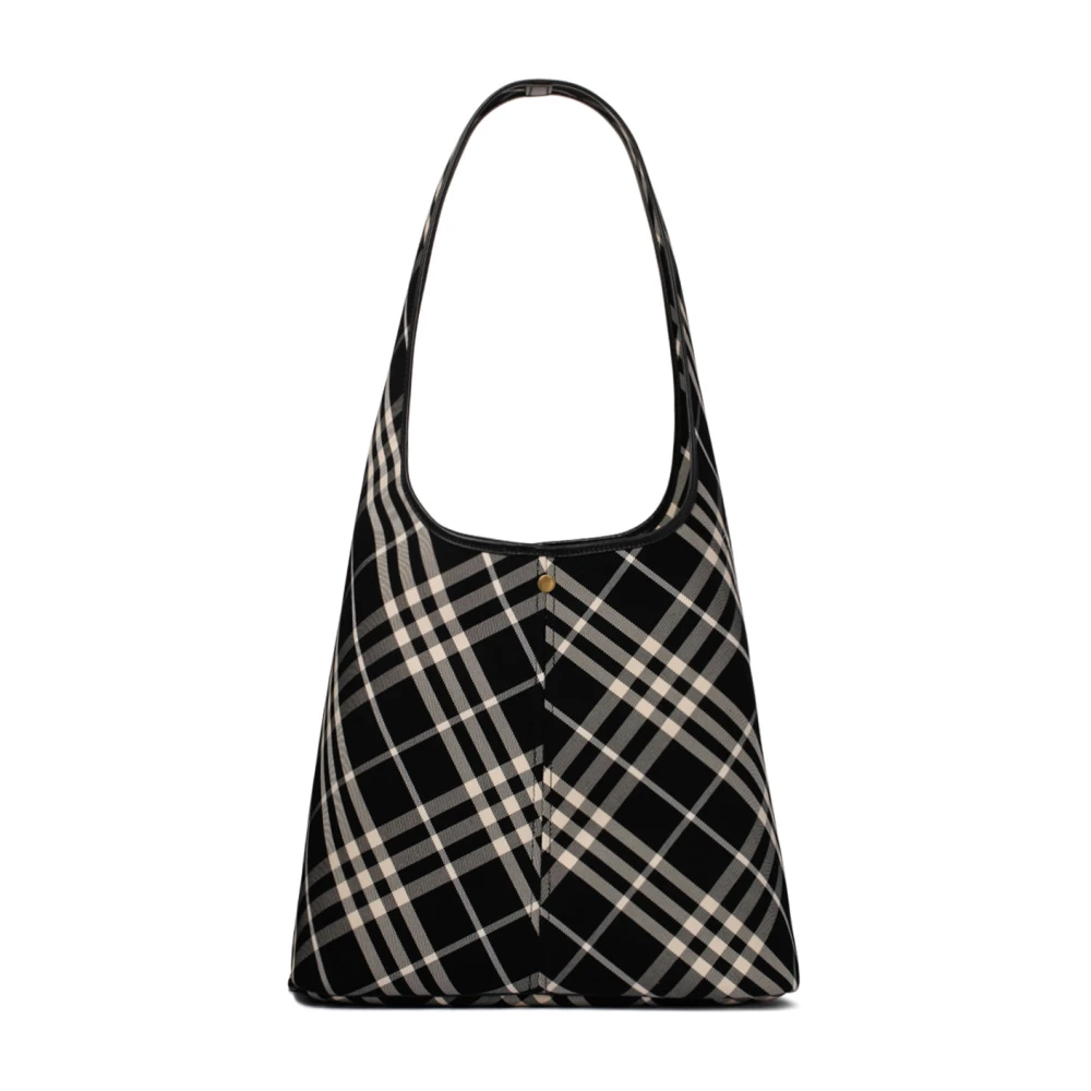 Burberry Geruite Schoudertas Zwart en Wit Black Dames