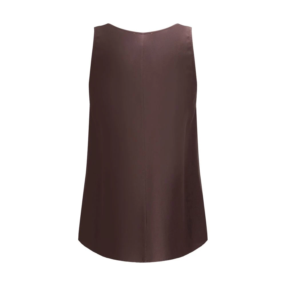 Forte Satin Top met V-hals Brown Dames