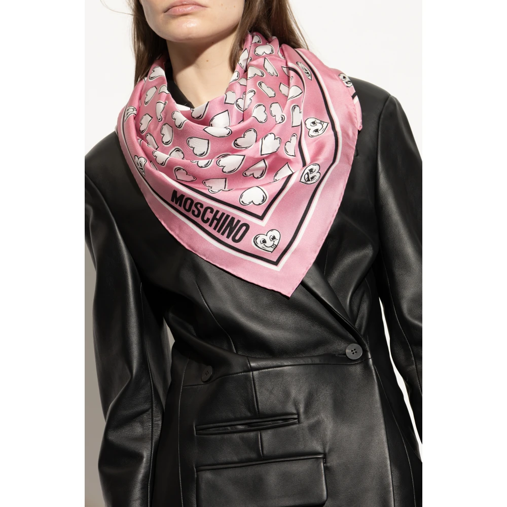 Moschino Zijden sjaal met print Pink Dames