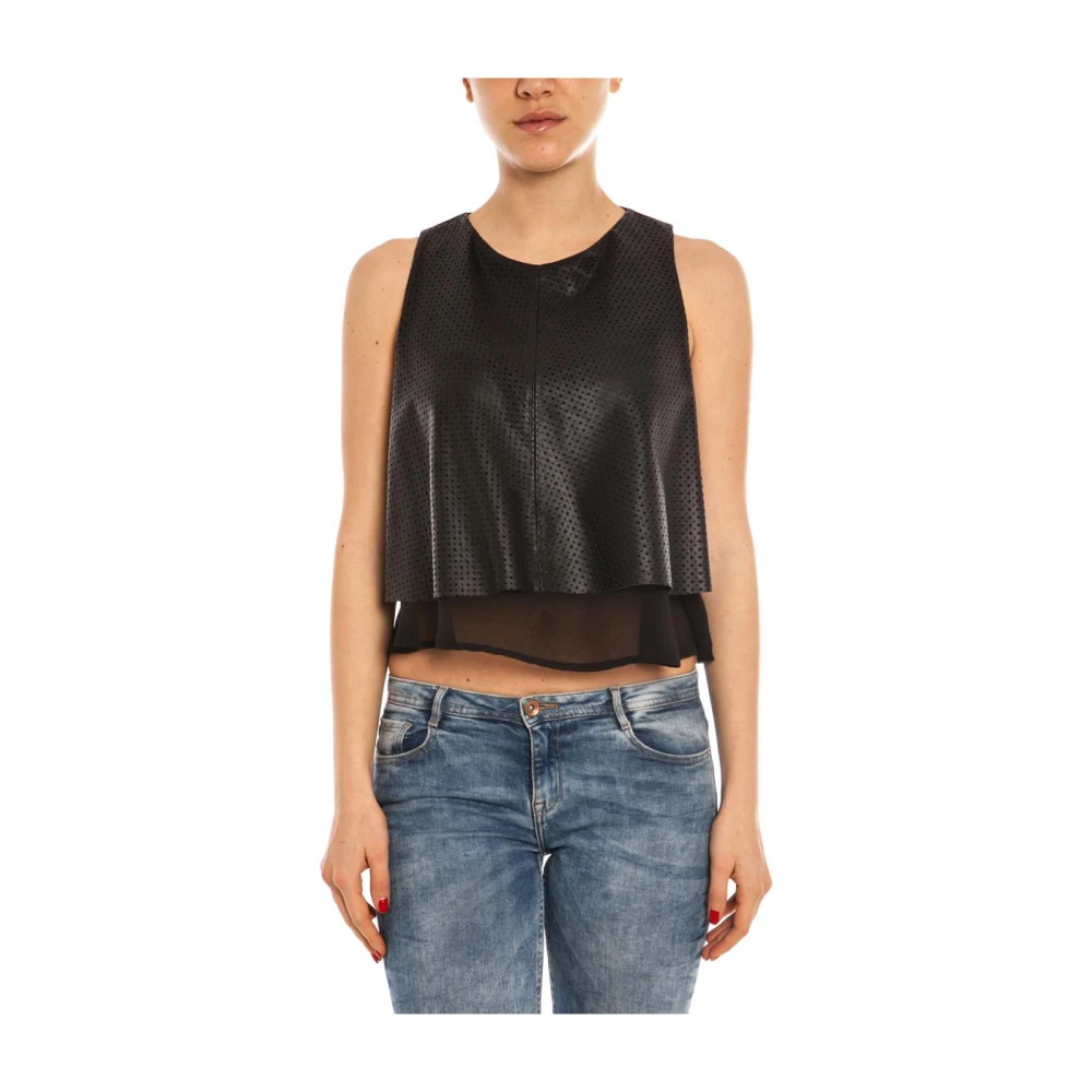 Daniele Alessandrini Women's Black Stylish Top Sweatshirt Ermelinda - Sleeveless Tops - 2XS - Tops