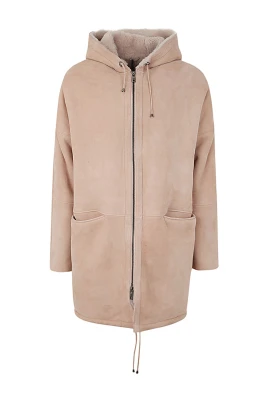 Shearlingparka med huva