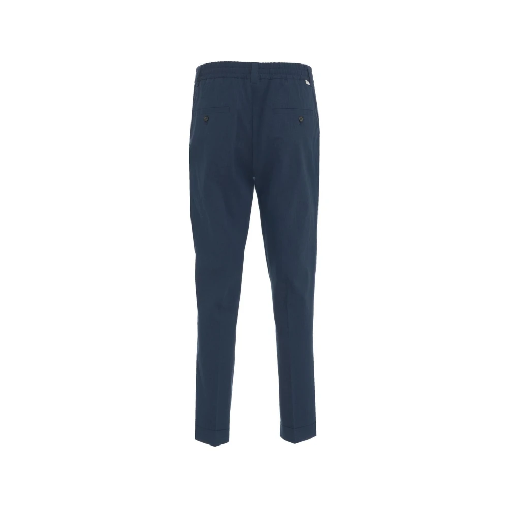 Paolo Pecora Blauwe Chino's Elastische Taille Omgeslagen Manchetten Blue Heren