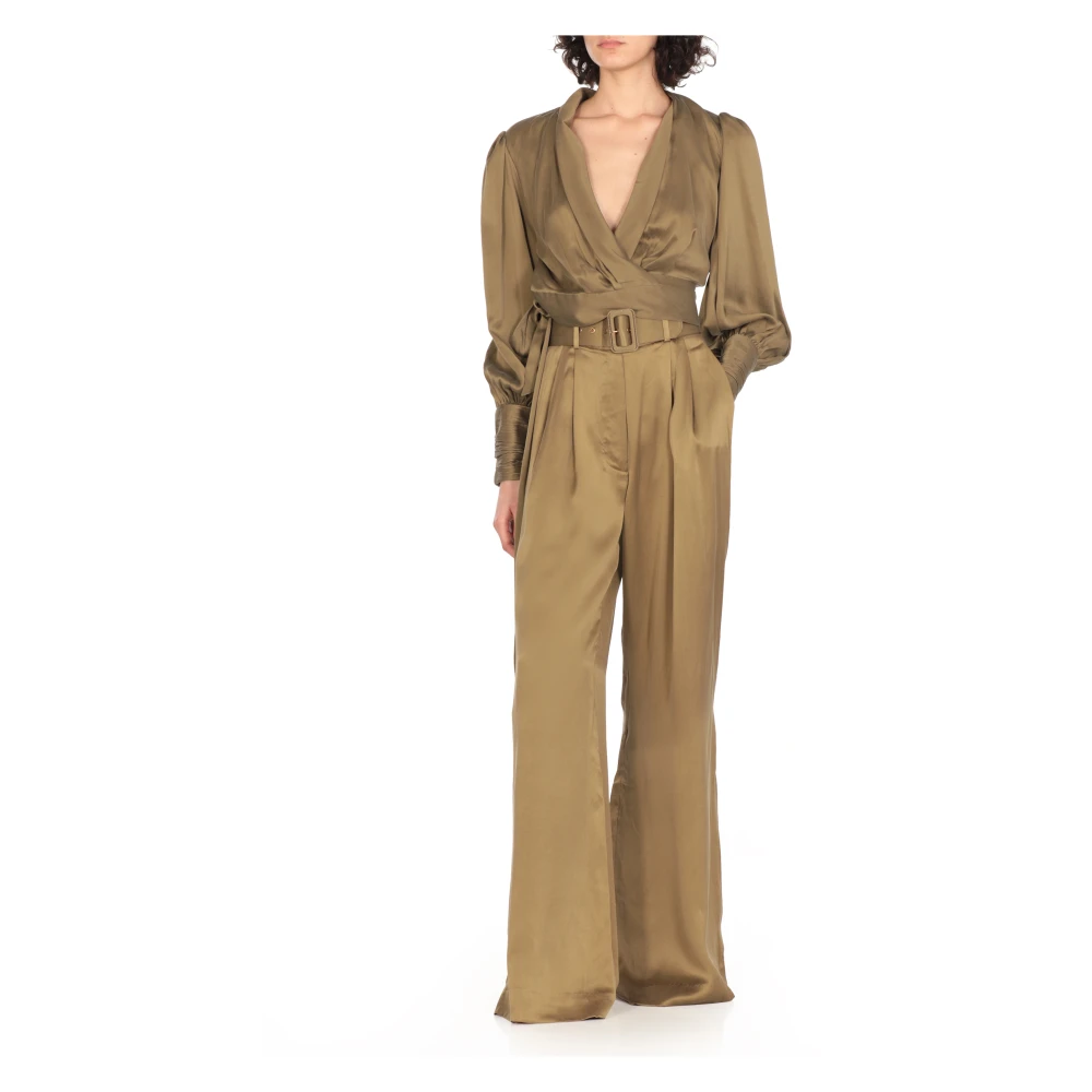 Zimmermann Groene zijden broek met riemlussen Green Dames