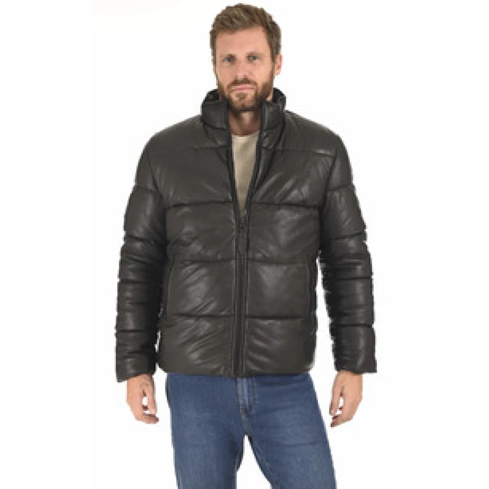 Schott NYC Iconische Zwarte Leren Pufferjas Black Heren