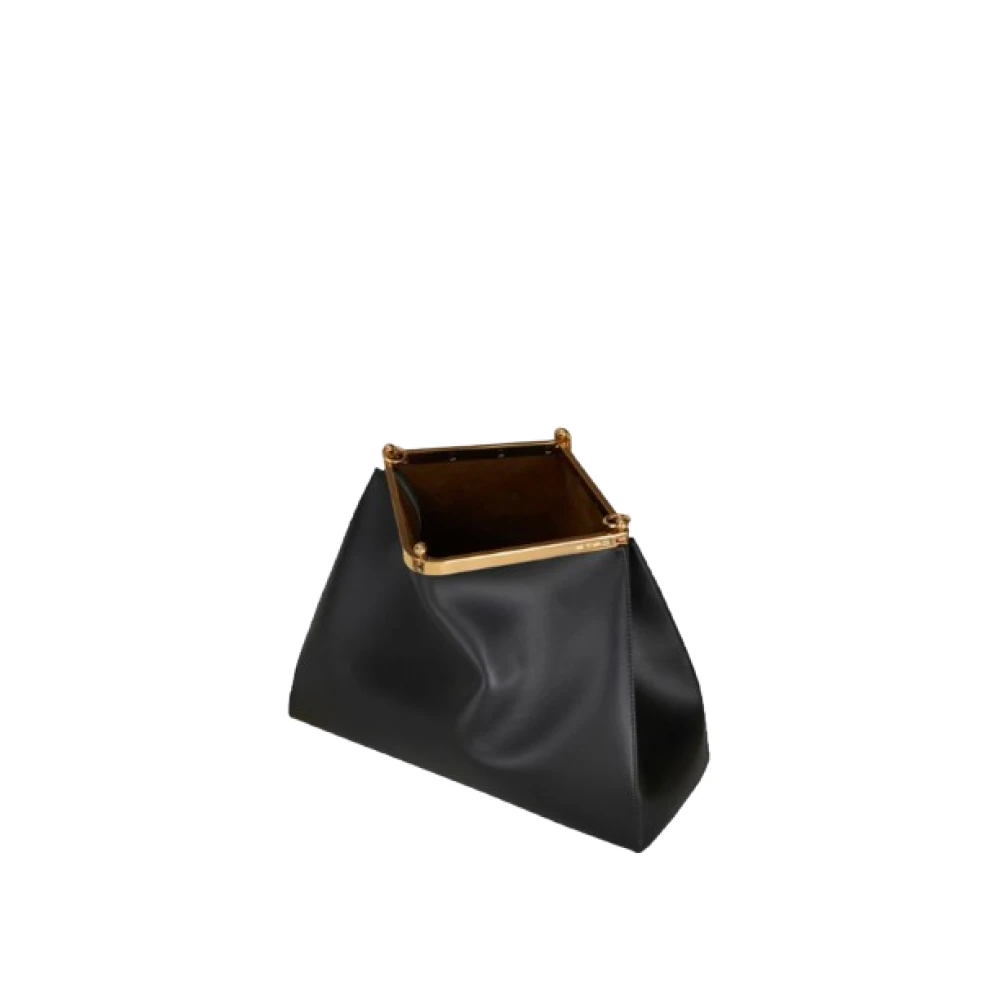 ETRO Grote leren schoudertas met Pegasus medaillon Black Dames