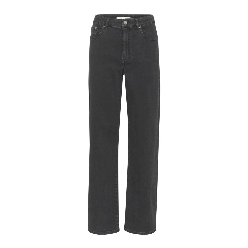 Gestuz Gray Straight Fit Jeans, Female, W30, Wide Leg Charcoal Grey Jeans
