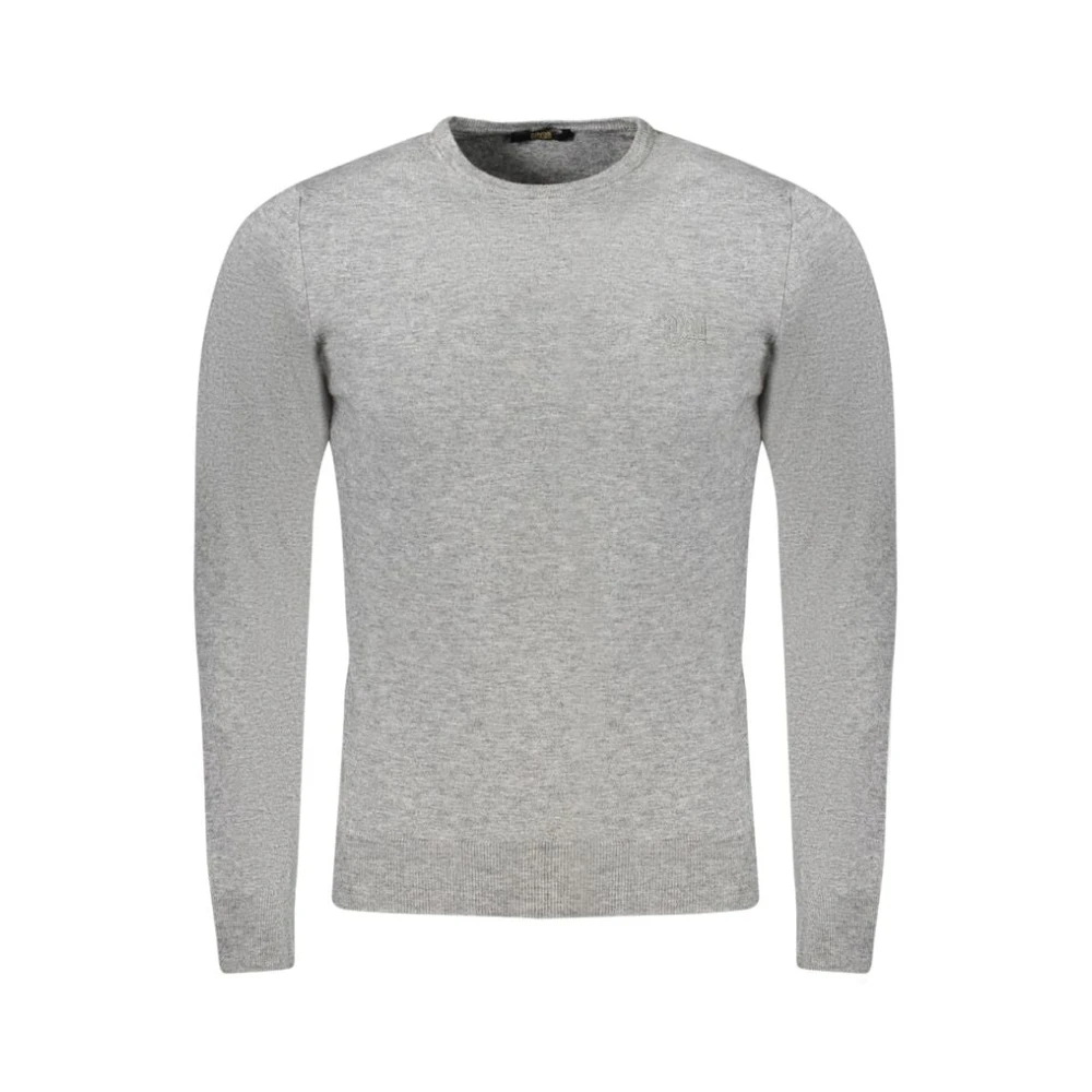 Cavalli Class Men's Gray Round-Neck Knitwear, 2XL, Grey Polyester Pullover