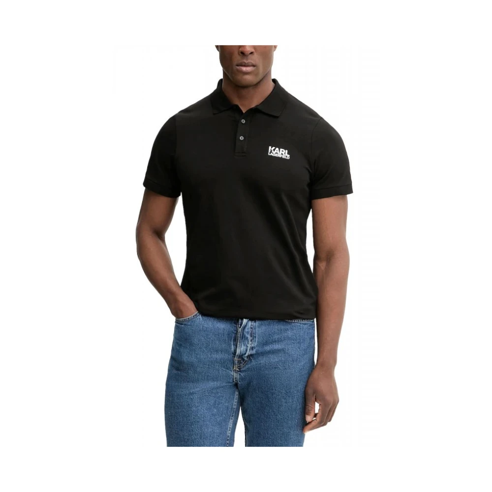Karl Lagerfeld Men's Black Polo Shirts, S, Polo Shirt