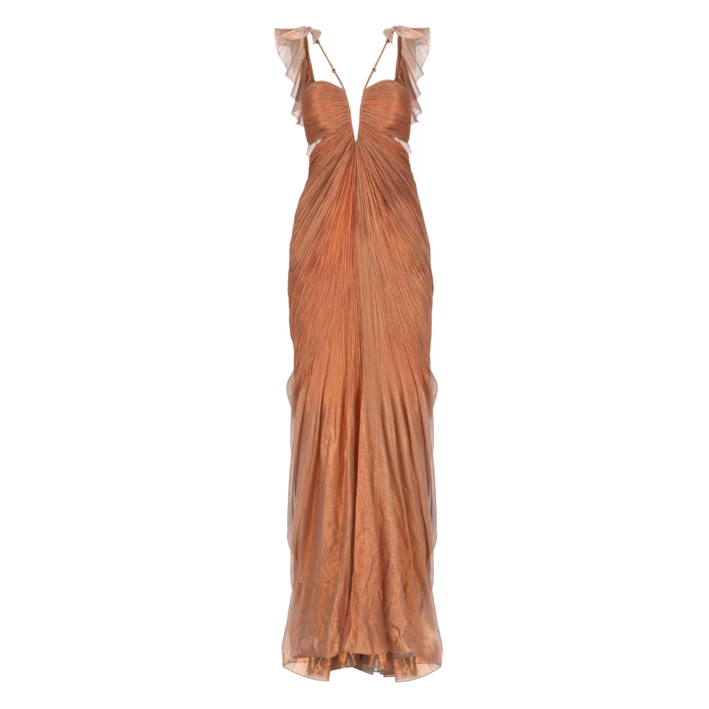 Maria Lucia Hohan Bronzen Zijden Jurk met Ruches Brown Dames