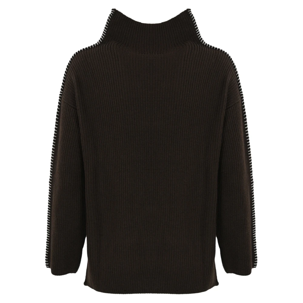 Max Mara Bruine Boxy Wollen Trui Black Dames