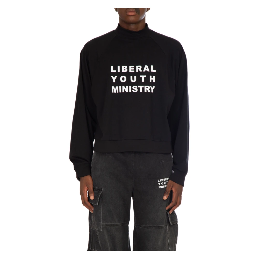 Liberal Youth Ministry Logo Print Turtleneck Sweatshirt Black Heren