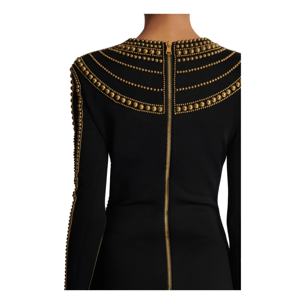 Balmain Korte jurk geborduurd met gouden parels Multicolor Dames