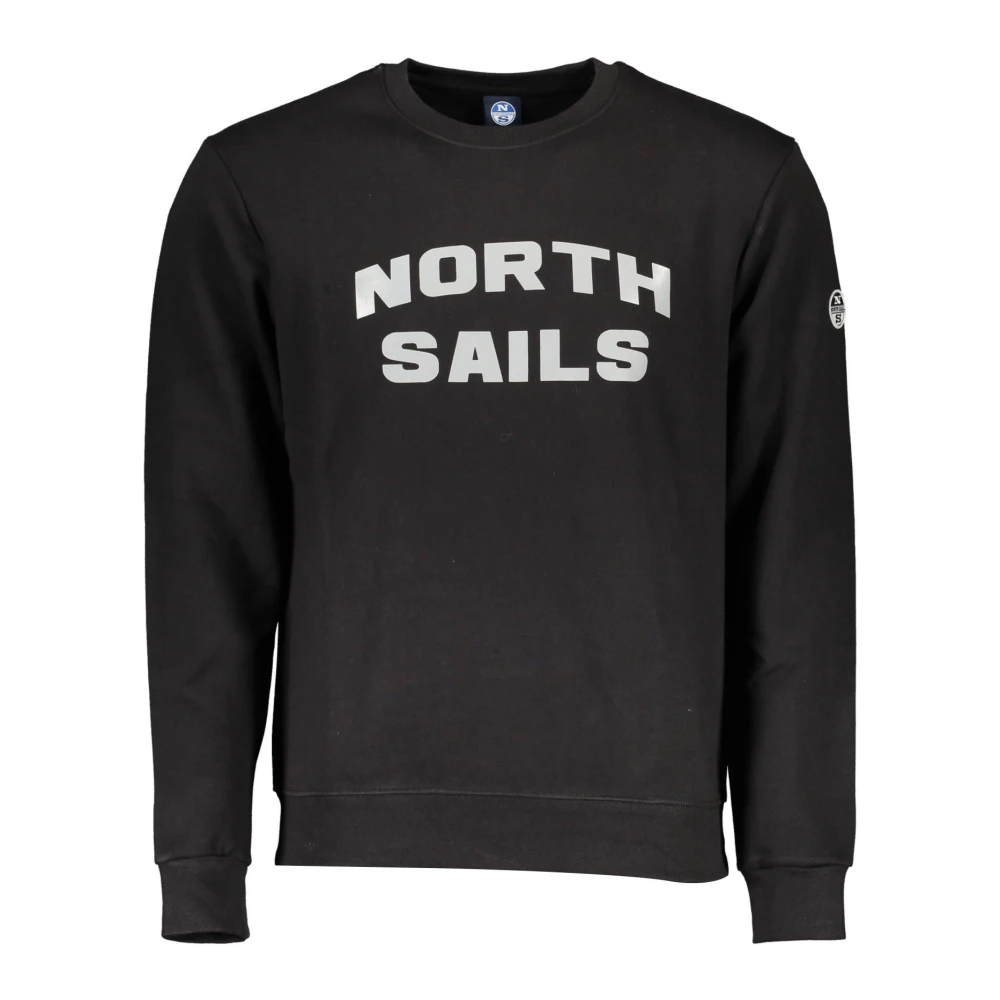North Sails Men's Black Sweatshirts, Xl, Cotton Jumper With Logo Print