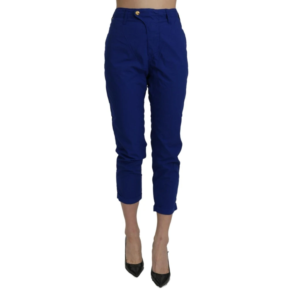 Cycle Women's Blue Cotton High Waist Skinny Cropped Trouser Trousers - Cropped Trousers - W28 - Trousers