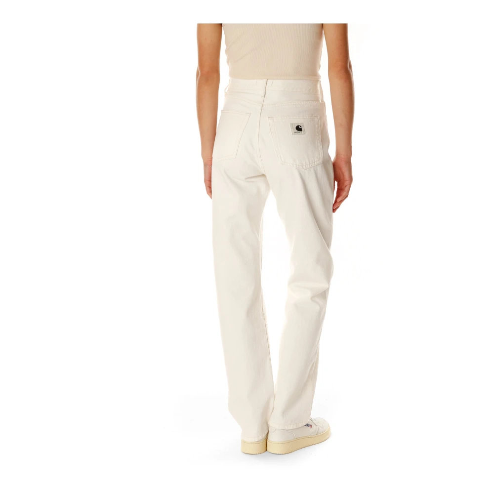 Carhartt WIP Hoge Taille Straight Fit Denim Broek Beige Dames