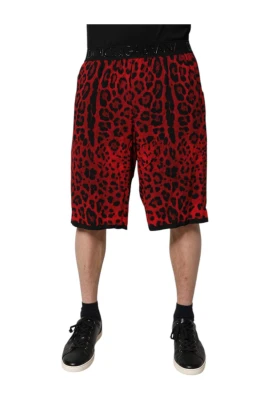 Röda Leopardmönstrade Bermudashorts
