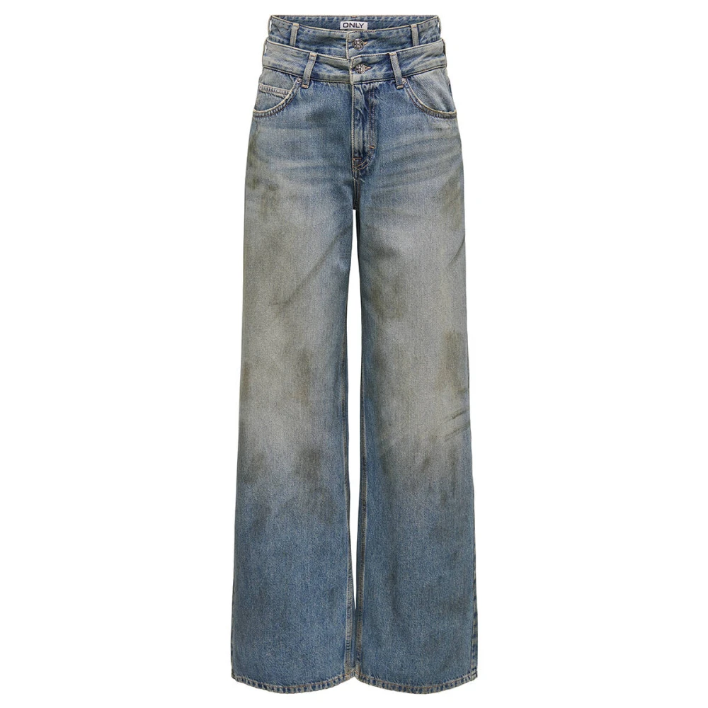 Only Hoge Taille Dubbele Tailleband Denim Jeans Blue Dames