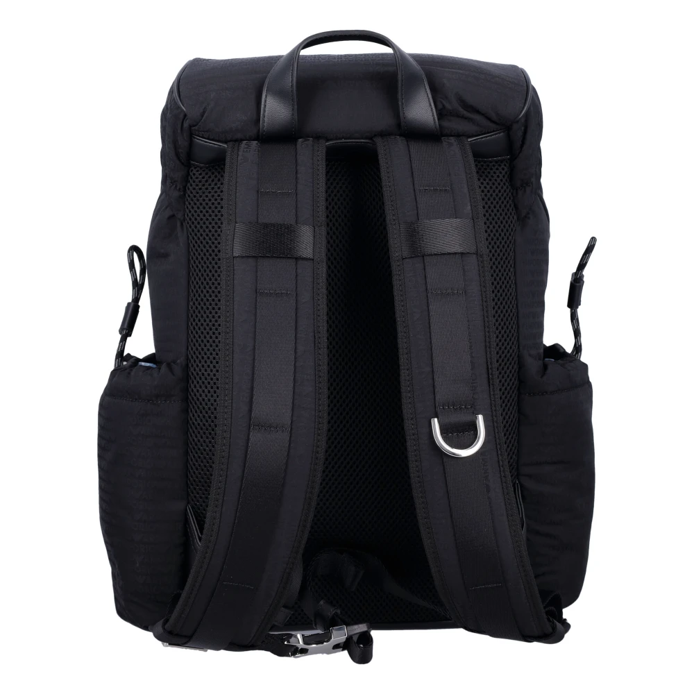 Emporio Armani Zwarte Nylon Rugzak Handtas Black Heren