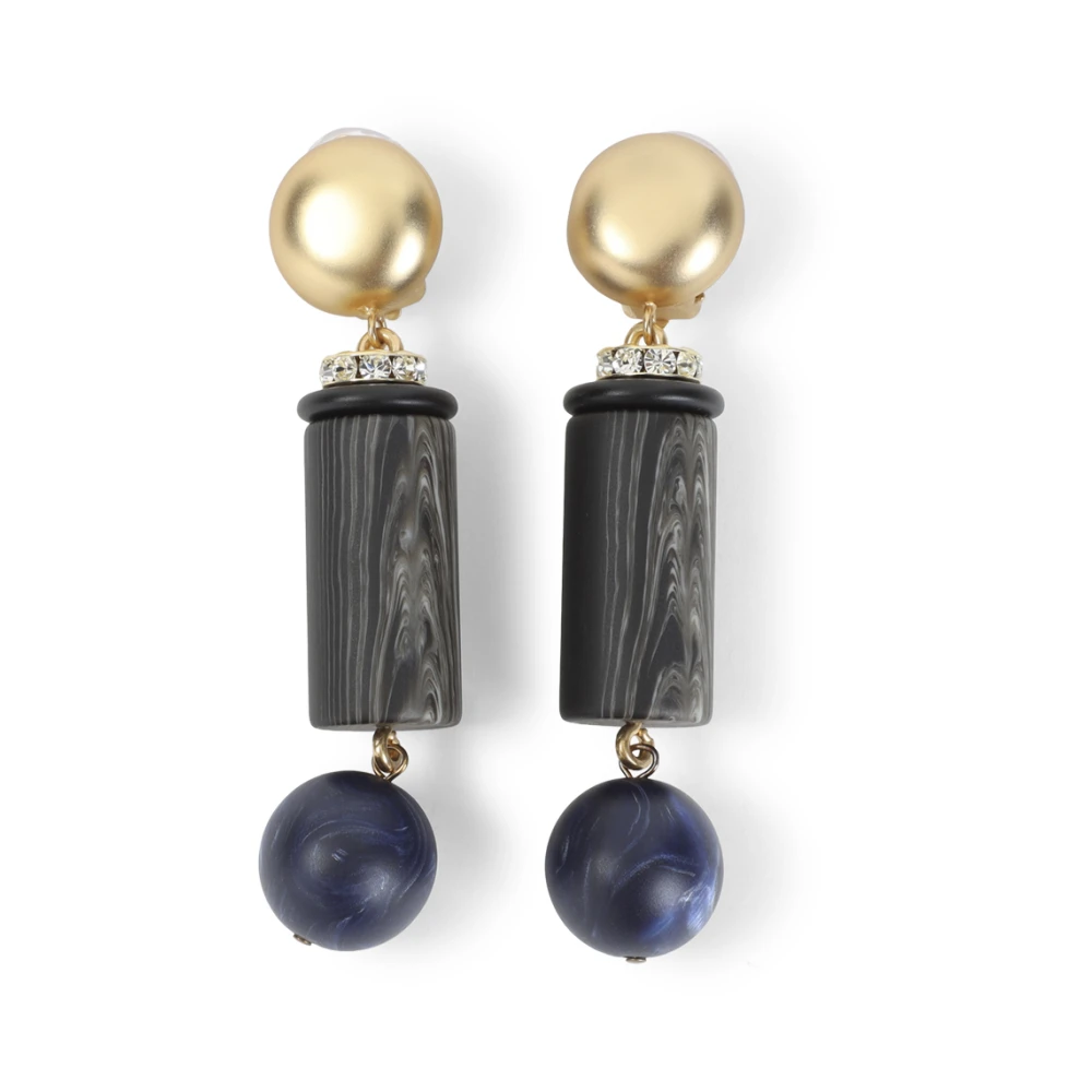 Giorgio Armani , Earrings, Female, Blue, One Size, Geometric Clip-On Earrings