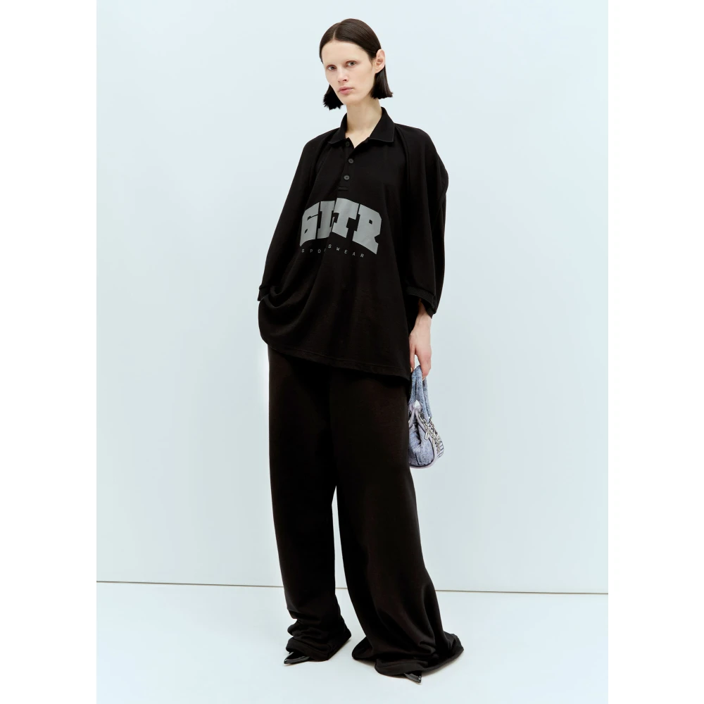 Jean Paul Gaultier Logo Print Polo T-Shirt Jersey Black Dames