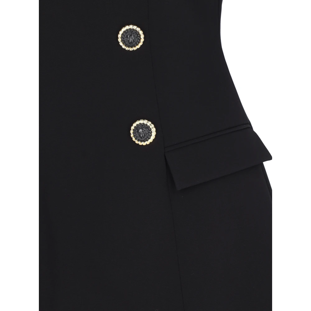 Balmain Zwarte Mini Jurk met Gouden Details Black Dames