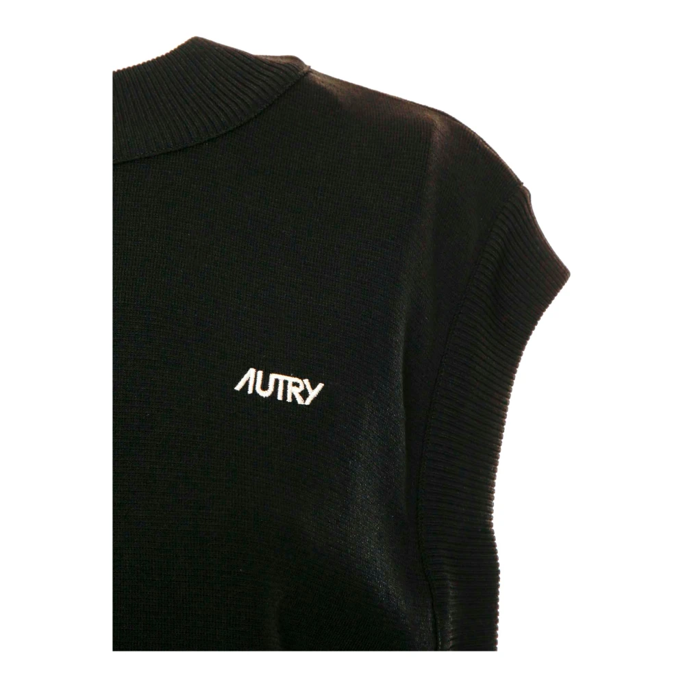 Autry Pullunder met hoge kraag en logo borduursel Black Dames