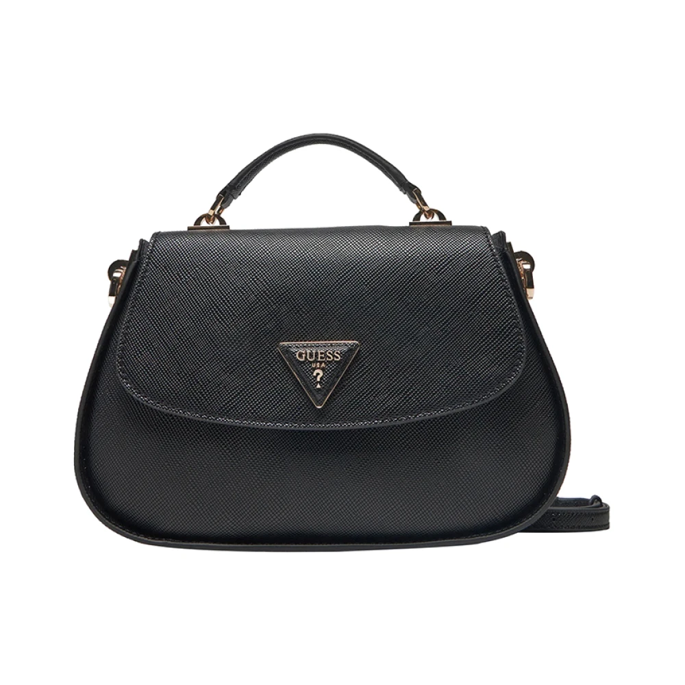 Guess Elegante Zwarte Handtas met Gouden Details Black Dames