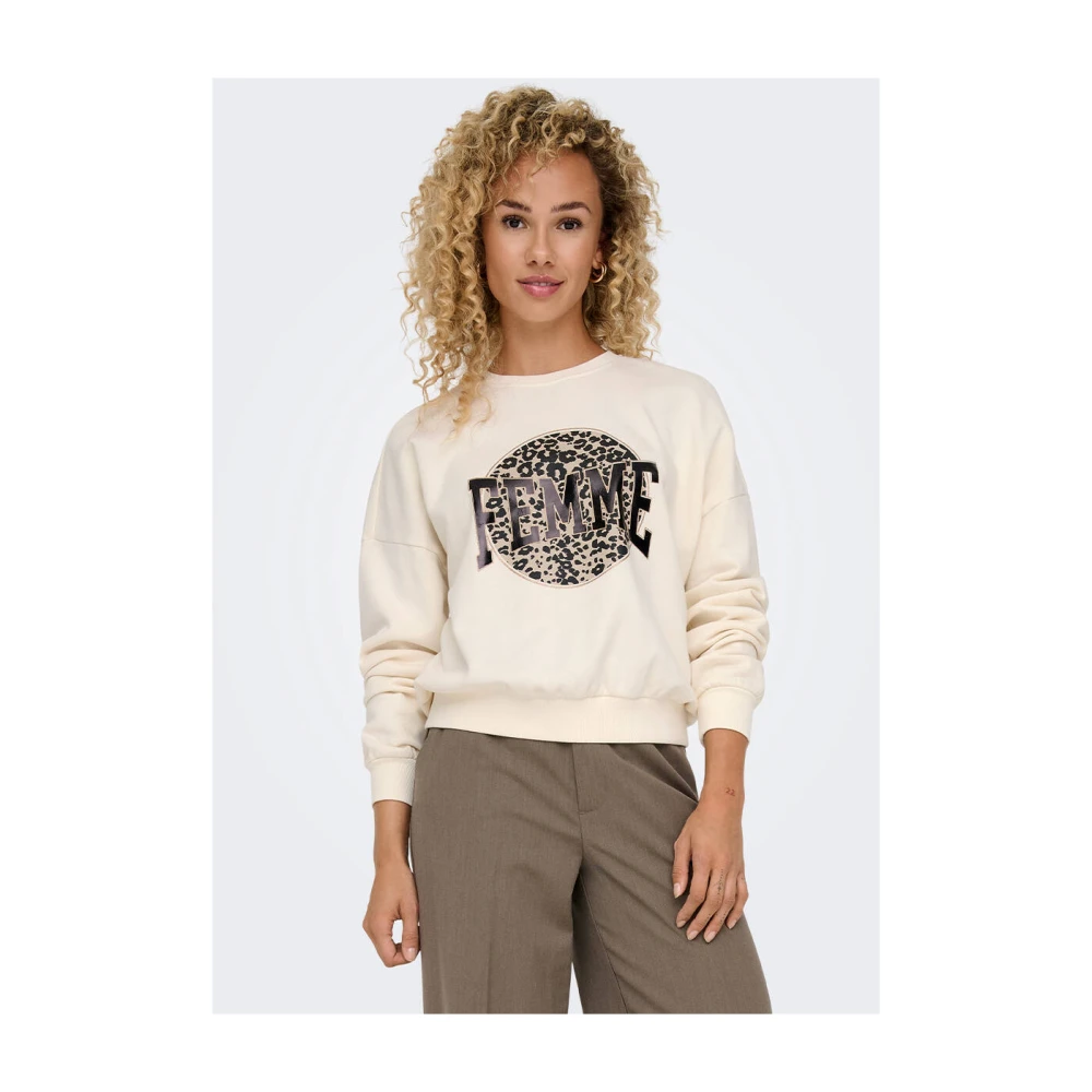 Only Luipaardprint Sweatshirt met Lange Mouwen Beige Dames