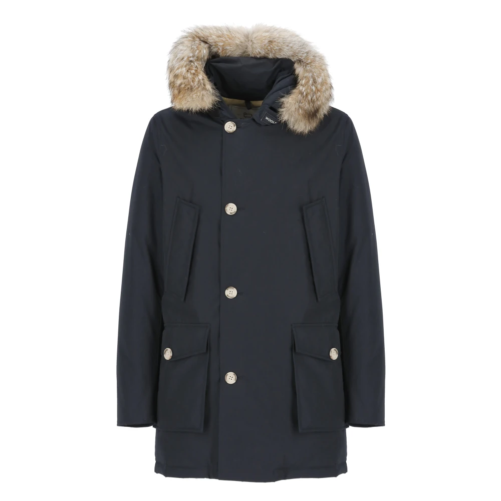 Woolrich Blauwe Katoenen Parka met Capuchon Blue Heren